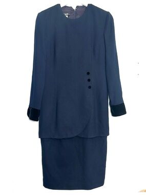 Vintage Gillian Wool Navy Dress Women’s Size 8 Made in USA READ